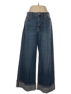 Hidden Wide Leg Jeans Dark Blue Denim Cuffed Hem Women’s size 30